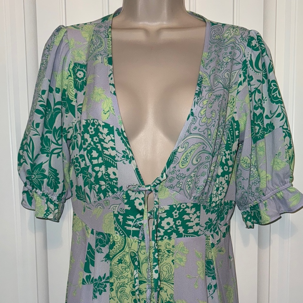 ASOS Green and Gray Floral Maxi Dress